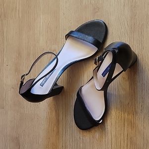 Stuart Weitzman Strap Sandal Black Leather Size 9.5.